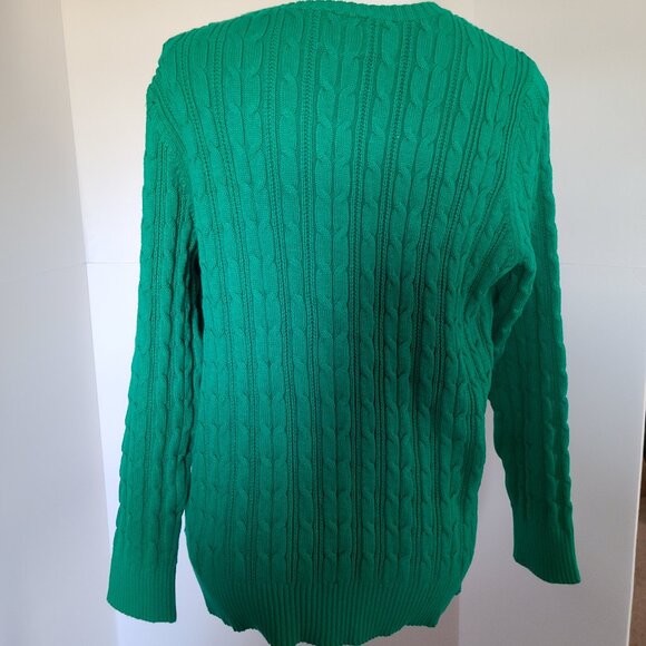 ST. JOHN'S BAY KELLEY GREEN SOFT  V-NECK COMFY CABLE KNIT SWEATER PXXL - Picture 4 of 6